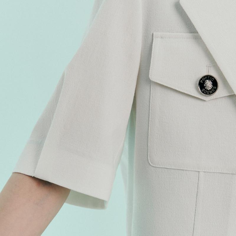 MAXZA Out Pocket Linen Like Short Sleeve Crop Jacket Cc08qj305on