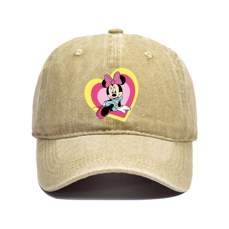 Retro Washed Mickey Mouse Print Baseball Cap Men Women Vintage Kpop Snapback Cap Adjustable Breathable Trucker Hat Sunscreen Hat