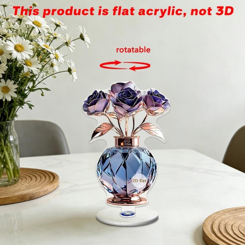 Delicate Flower Pattern Optional Acrylic Display Stand Rotates Desk Ornament 2D Flat Acrylic for Home Decorations