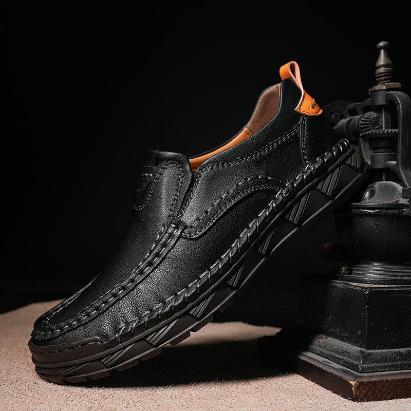 Fashion New Brand Men Large Size Business Shoes Flat Designer Simple Office Shoes Handmade Genuine Leather Shoes Outdoor Driving Loafers