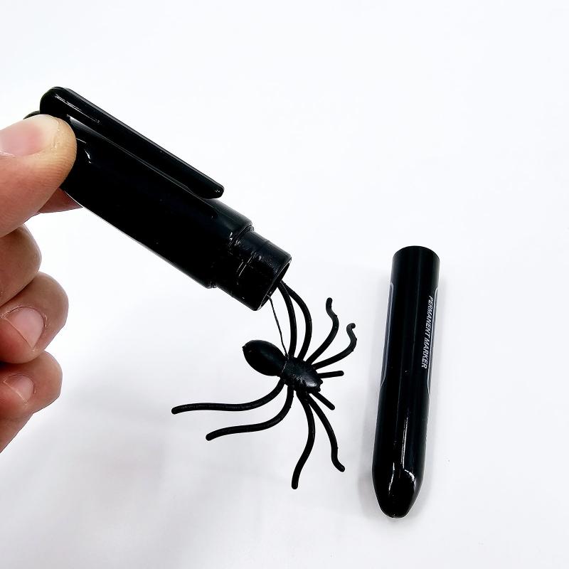 3D Fjedret Hoppende Edderkop Prank Pen - Realistisk Skræmme Magi Gag Legetøj Til Festmagikere (Nem nulstilling, Genopfyldelig blæk)