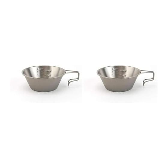 Snow Peak Titanium Sierra Cup E-104 Titanium Measuring Cup with Scale Lightweight for Cooking Outdoor Camping (x 2)