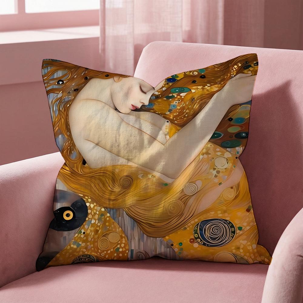 G-Gustav K-Klimt Oil Painting Cushion Cover Multi-Scene Pillow Cover for Home & Car - Reversible, Soft & Durable for Daily Use