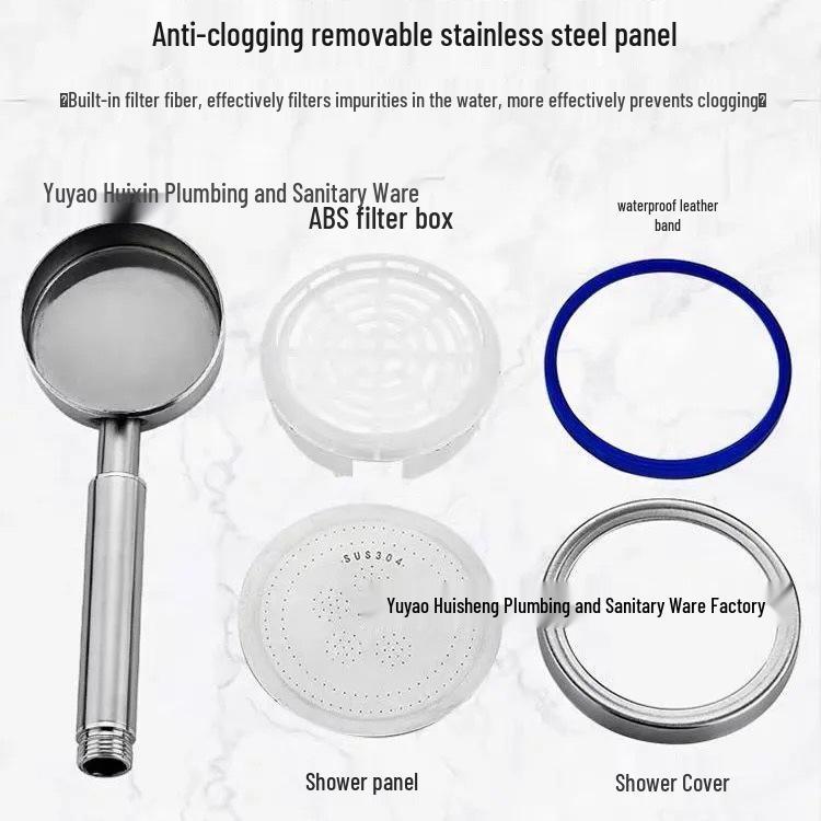 304 Stainless Steel Pressurized Handheld Shower Head Set with Detachable and Descalable Head and Hose