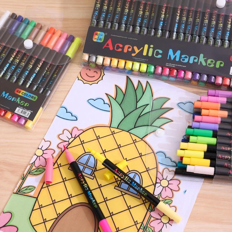 120 Colors Dual Tip Acrylic Paint for Canvas Perfect Choice for Detailed Drawing Work