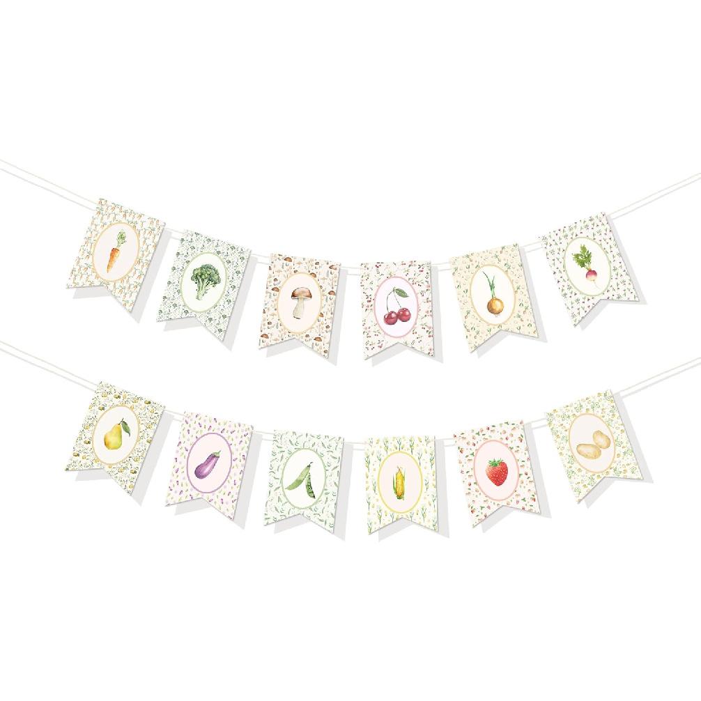 Locally Grown Baby Shower Bunting Banner, Vegetable Farmer s Party Decorations for Kids Produce Stand Farmers Market Bridal Shower Party Bachelorette