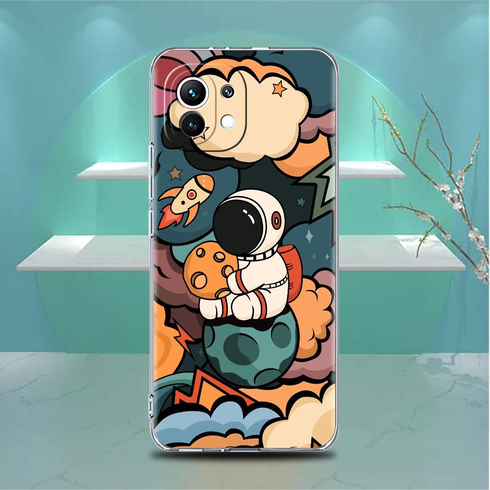 Astronaut Universe Clear Case For Xiaomi Mi Poco X3 NFC M3 Pro F3 F1 11 Lite 12 Note 10 11T 9T Transparent Phone Cover