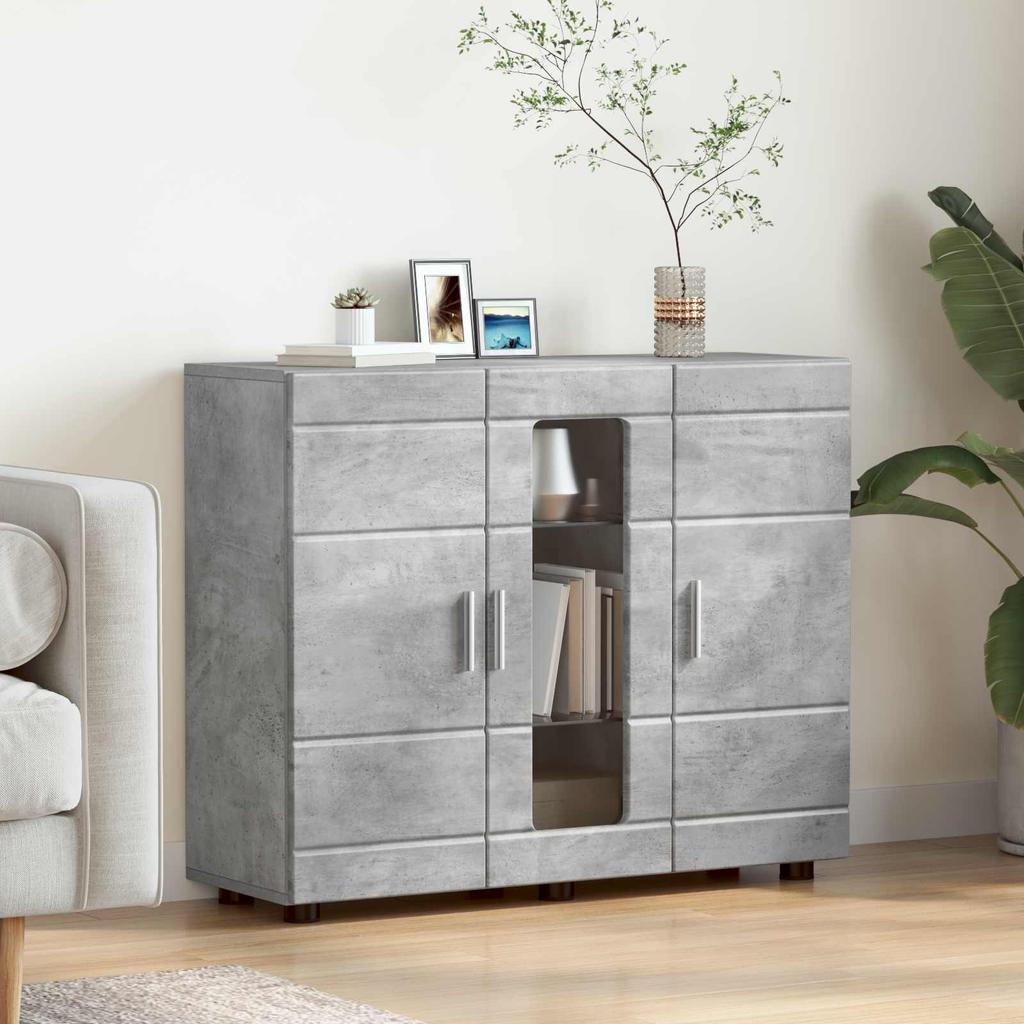 Wooden Cabinet Concrete Grey 88.5 x 30.5 x 73 cm Particleboard