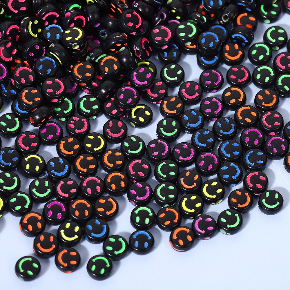 Smiley Face Acrylic Beads for DIY Jewelry - Round, Colored Beads for Children's Bracelets & Necklaces