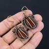 Lovely Carnelian Gemstone Handmade Pure Copper Wire Wrapped Earring Jewelry