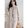 Women Short Blazer Three Button Notched Lapel Casual Business Suit Jacket