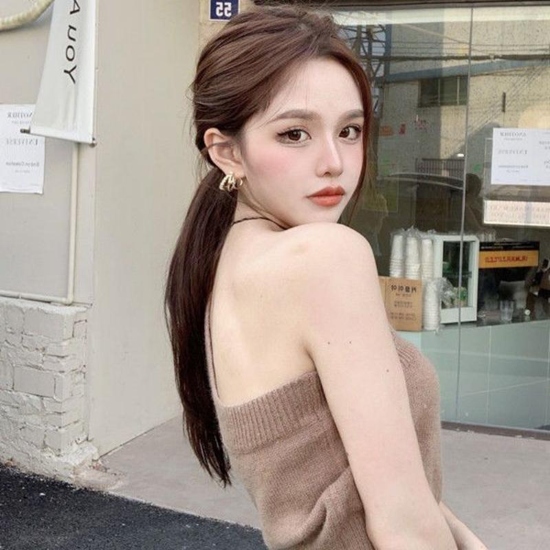 WTEMPO Letní podvazková vesta Design Sense Krátký pletený top Nosí čistě sexy sexy dámské šaty bez ramen