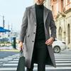 Coupe-vent pour hommes, couleur unie, col rabattu, simple boutonnage, épais, droit, longueur aux genoux, manteau Long de Style britannique, automne et hiver