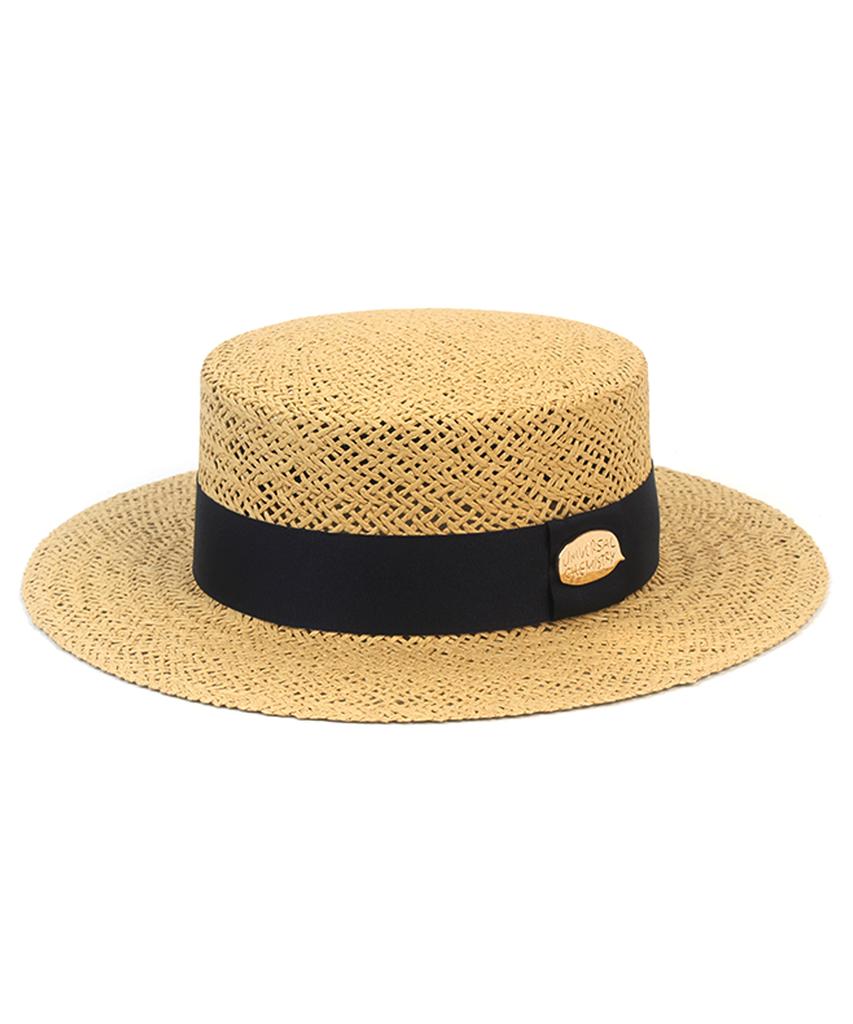 Beige Navy Line Panama Hat