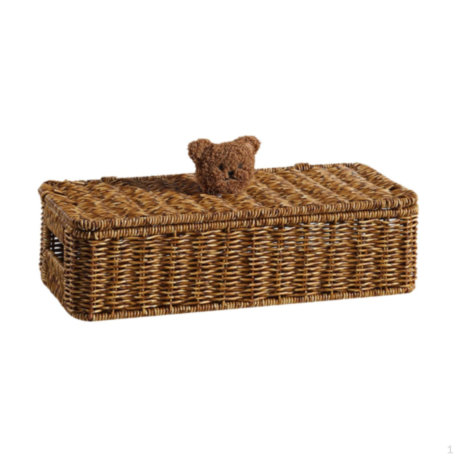 

Chic Wicker Storage Basket Set for Household Organization Dark Coffee