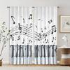 Set Of 2 Classic Curtains Piano Musical Notes Fabric Without Rod Room Decor Ldeal Bedroom Living Curtain Polyester Machine Washable Perfect For