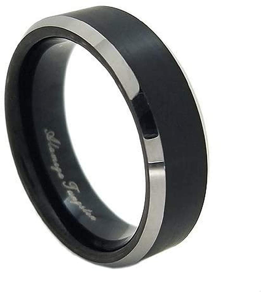 

Shinjuku Gin no Kura Black Matte Line Side Cut Women s Tungsten Ring, Sizes 9-23 (Size 13), Simple Black