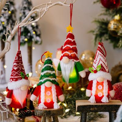 Christmas Gnome Pendant With Lights Faceless Doll Merry Christmas Hanging Ornament For Home