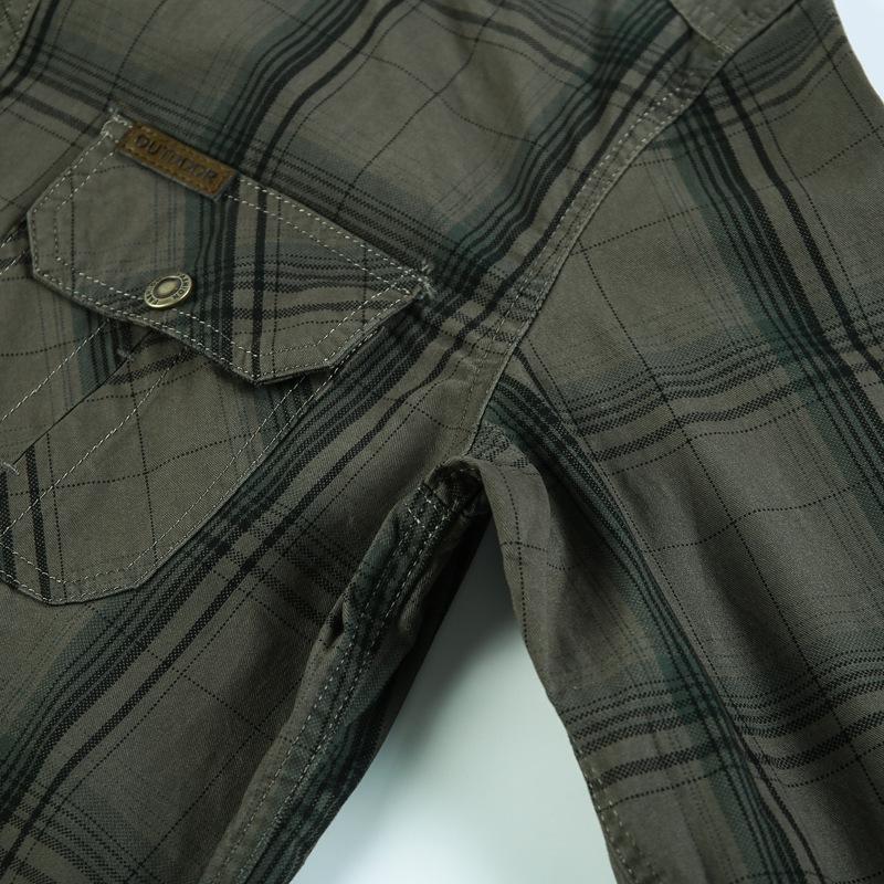 Pánská jarní a podzimní pruhovaná košile s dlouhým rukávem, vojenská, velká, outdoorová, ležérní pracovní košile