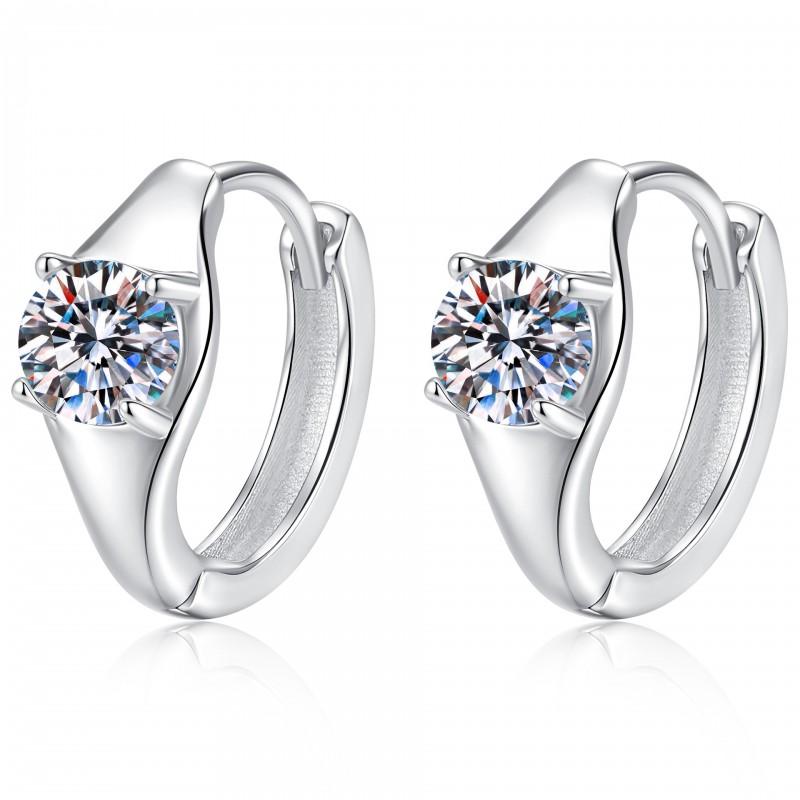 Sterling Moissanite Stud Earrings Geometric Circle Design Minimalist Luxury Fashion Jewelry Women 925 Sterling Silver