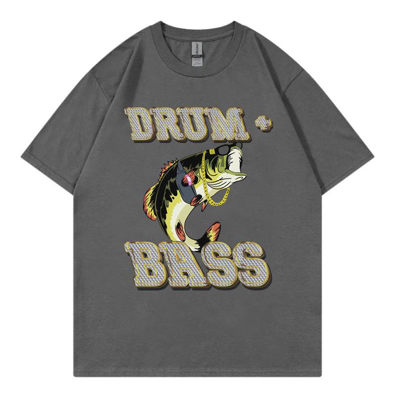Drum and Bass Funny Fish Meme Graphic T Shirts Men Women Fashion Retro Short Sleeve Tshirt Summer Casual 100 Cotton Tshirts