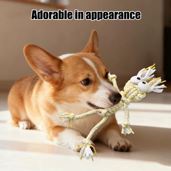 Rope Dog Toy Rope Knot Doll Bite Resistant Chew Toy Interactive Tug of War Toy for Aggressive Chewers Dogs Teeth Cleaning