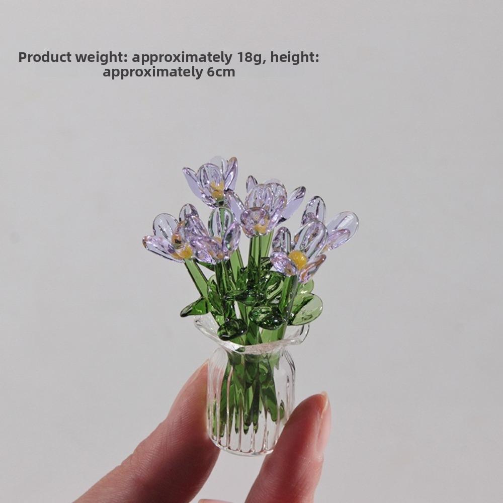 Simulerad Blomma Glasblomma Dekoration Färgglad Glasblomma Bukett för Hemrumsinredning