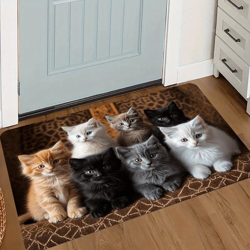 1 piece cat pattern non-slip polyester welcome floor mat
