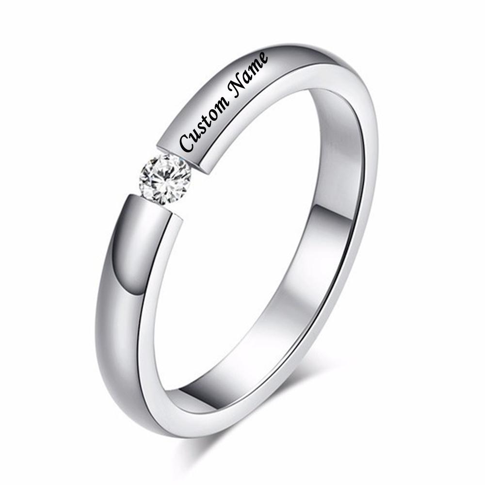 Custom Stainless Steel Wedding Couple Rings for Women Men Engagement Bands CZ Stone Puzzle Solitaire Party Ring Jewelry Gift