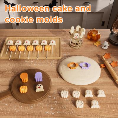 Yousheng Halloween Cake Pop Formen Set Kürbis- & Geisterform Presse zum Backen von Keksen Süßigkeiten Lebensmittelqualität Backen Cake Pop Kit