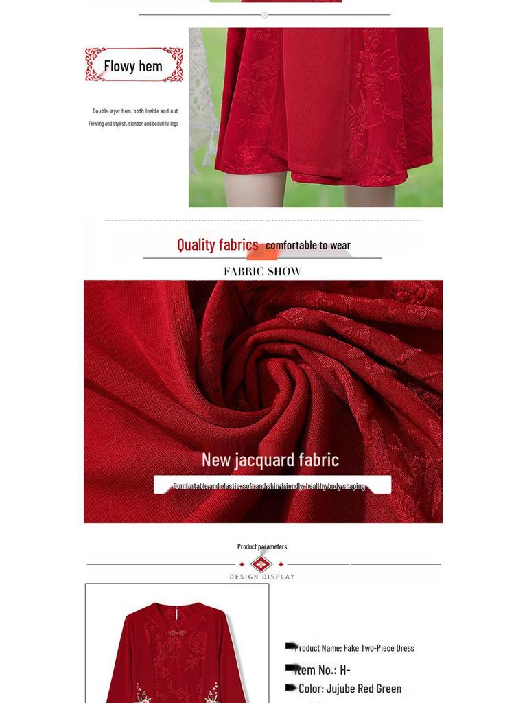 Mamas ethnischer Stil Frühlings-Cheongsam: Elegantes zweiteiliges Hochzeits- und Abendkleid für Frauen mittleren Alters und ältere Frauen