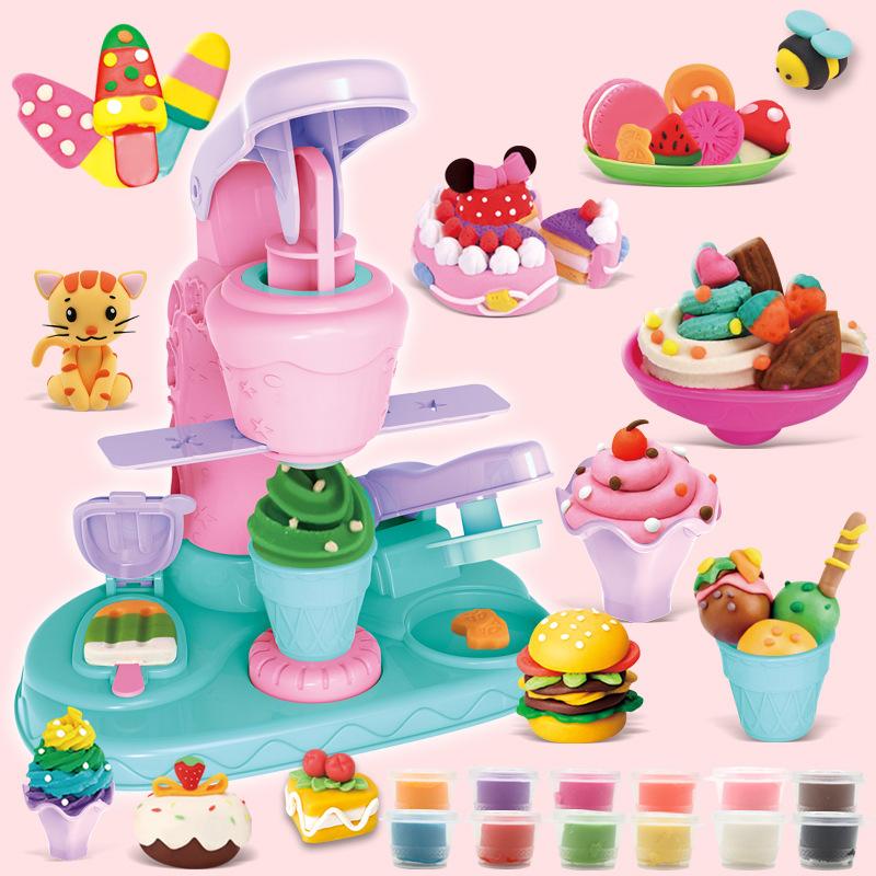 Kids Diy Color Clay Ice Cream Machine Dessert Mold Educational Toy Set 1 set розовый