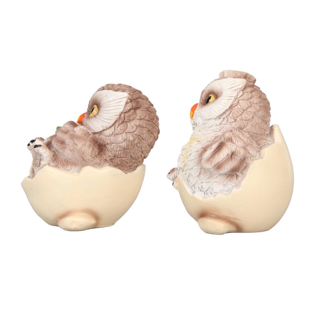 2 Pièces Ornement Hibou en Résine Décoration de Bureau Mignon Figurines Hibou Coquille d'Œuf Ornement Décoration de Table pour