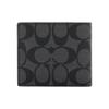 Coach Billfold Wallet 10 Compact Multi-Card Short Folded Canvas PVC Men Wallet Black Gray 66551-QBMI5