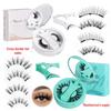 Magnetic Natural Full Strip False Eyelashes with Curler - European and American Style Set