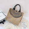 Tote Flax Printed Bag For Women Large Capacity Shoulder Bag With Commuter Casual