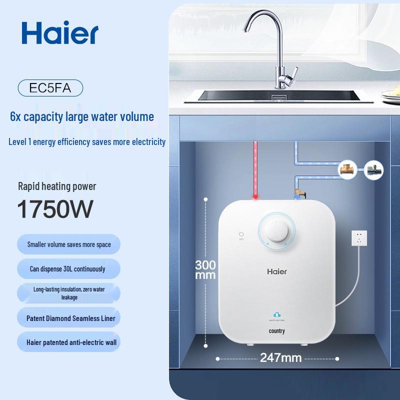 

Haier Energy-Efficient Quick-Heat Under-Sink Kitchen Water Heater, Compact and Safe for Home Use