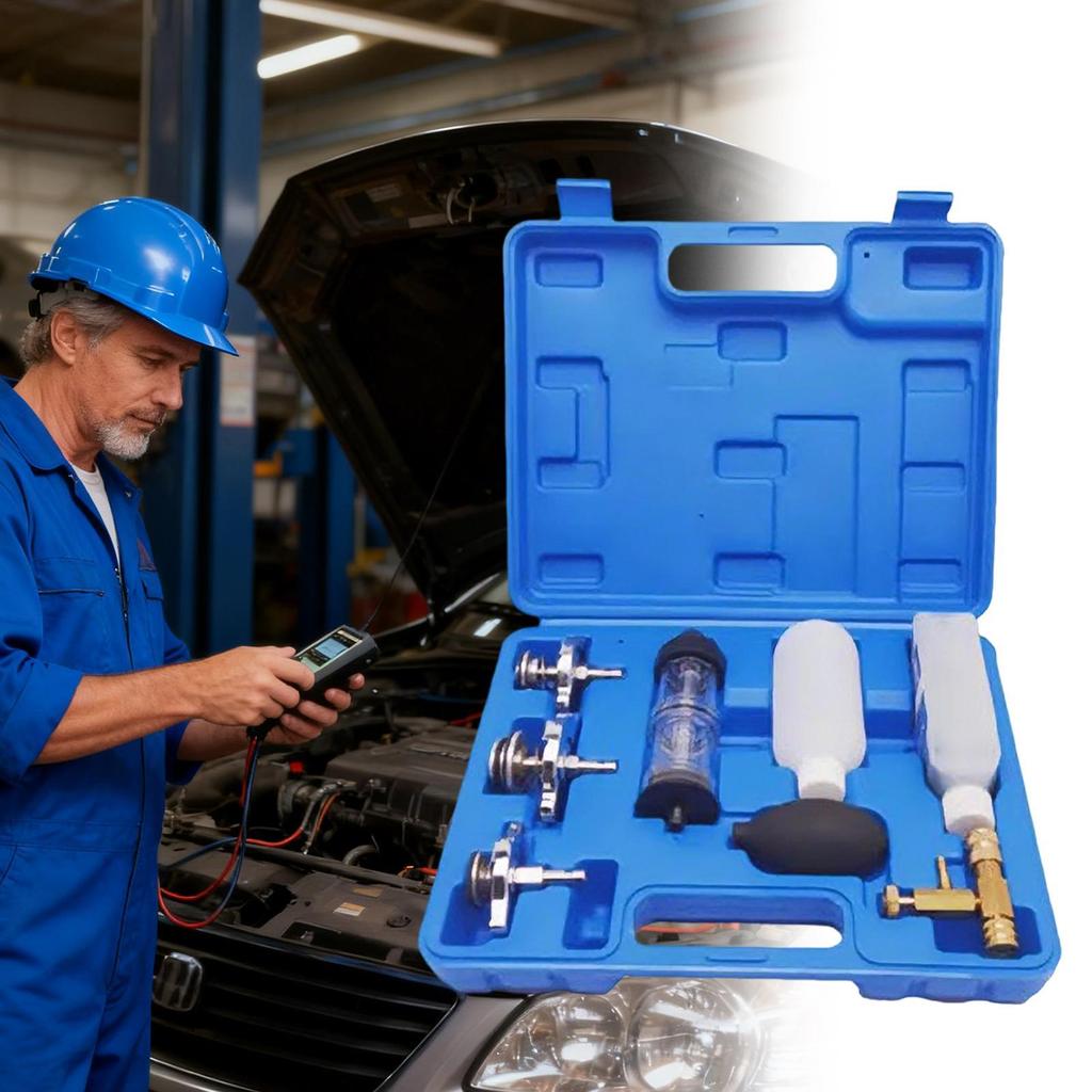 8PCS Combustion Leak Tester Kit CO2 Leak Detector Cylinder Head Gasket Testing Tools Gasket Block Tool Automotive Leak Tester