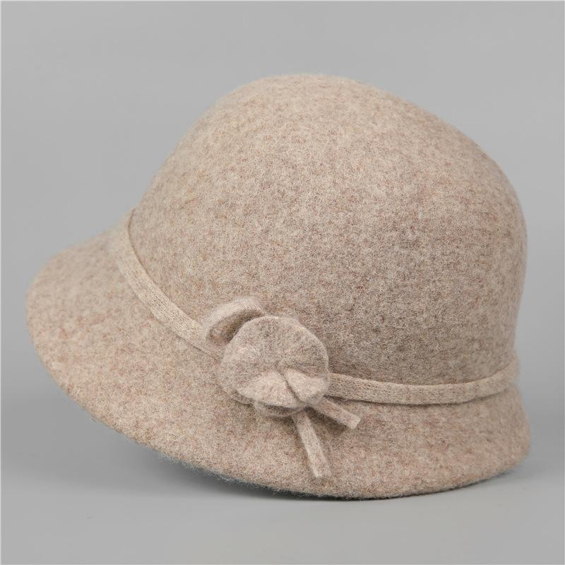 Simple Flower Wool Woolen Mother Hat Ladies Season High Sense Versatile Bucket Hat