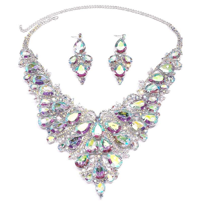 Jewelry Set Exaggerated Water Drop Necklace Pendant Earrings Queen Jewelry Set