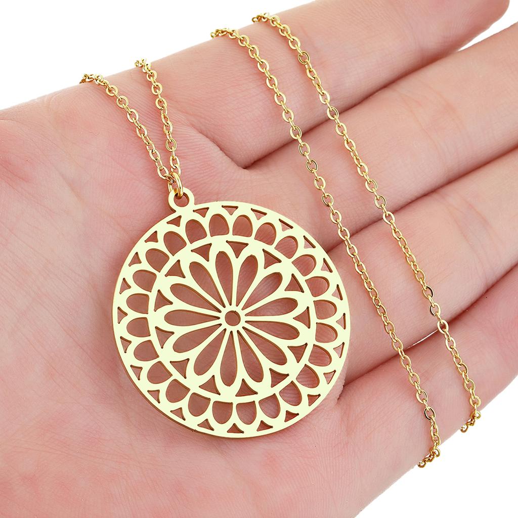 Kinitial New Mandala Flower Pendant Choker Necklaces For Women Floral Charm Necklaces & Pendants Collar Collier Femme Jewelry