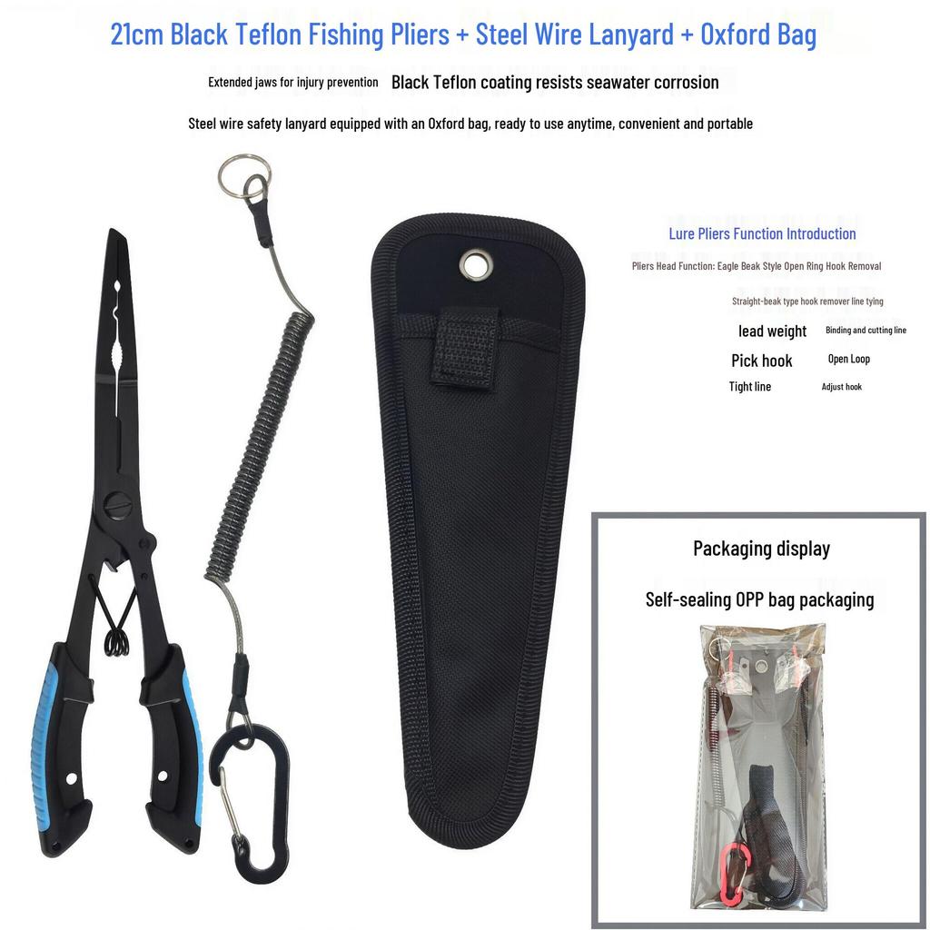Black Teflon Eagle Beak Fishing Pliers: Multi-functional Hook, Line Cutter & Fish Control Tool