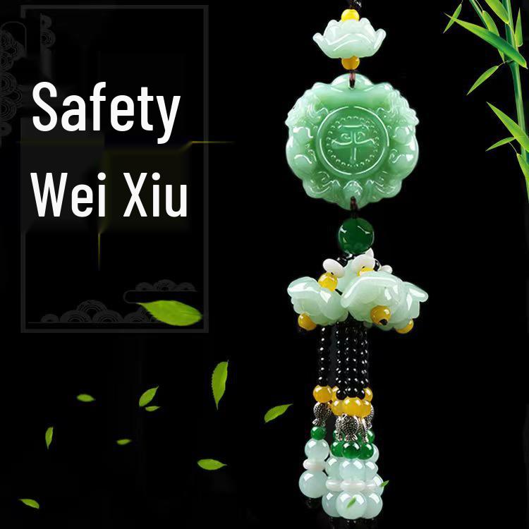 Jade Green Lotus Pixiu Car Pendant and Interior Decoration