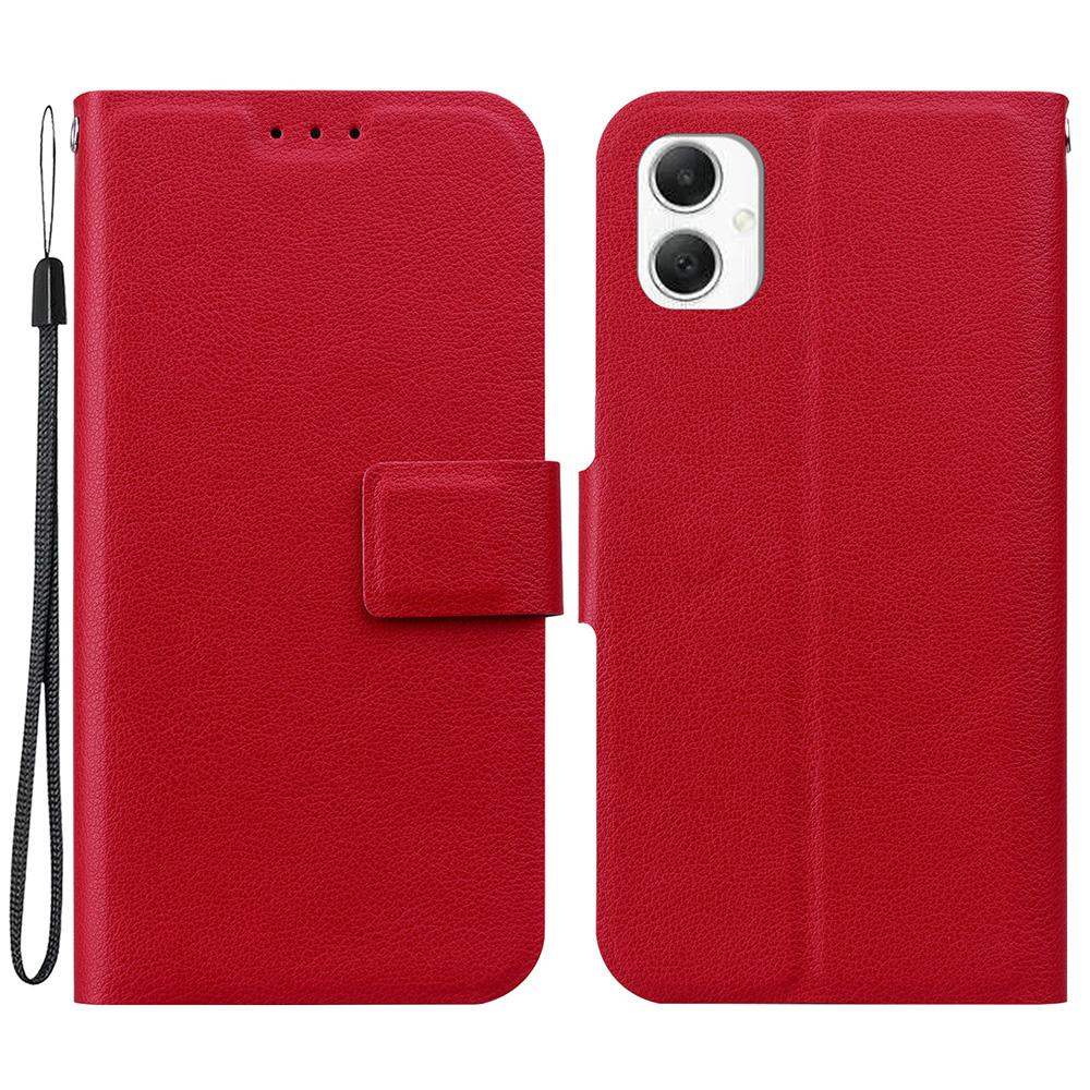 

For Samsung Galaxy A06 4G Case Ultra-Thin PU Leather+TPU Phone Cover with Card Slot Red