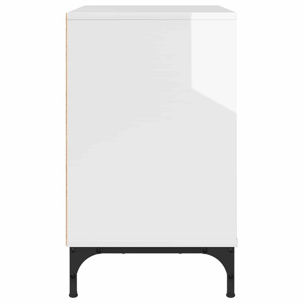 Nightstand High Gloss White 63.5 x 36 x 61 cm Engineered Wood