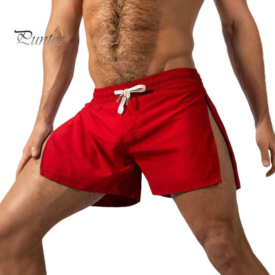 

Мужские шорты для фитнеса с боковой молнией, быстросохнущие, дышащие, спортивные шорты для тренировок в спортзале, эластичный пояс, шнурок, спортивные шорты для бега S красный
