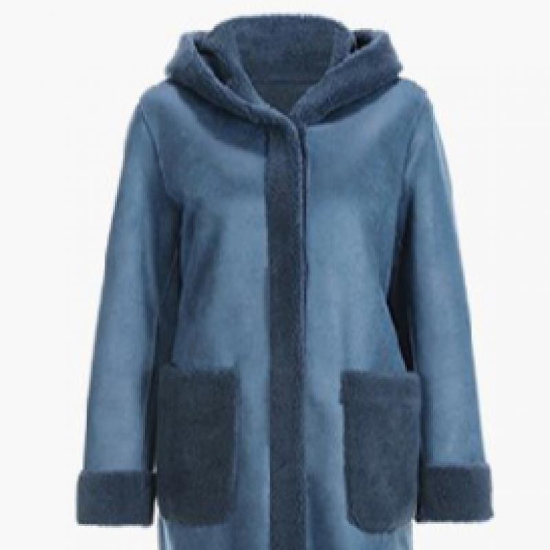 La Belle Shinyoung Fur Hood Reversible Mouton Long Coat Lb103ct