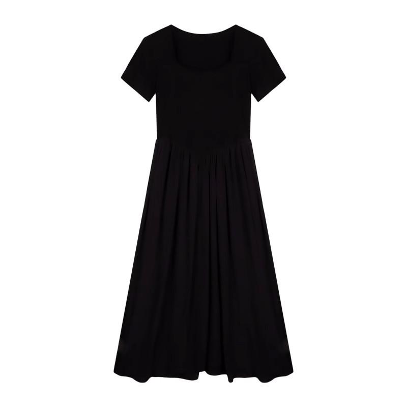 French Hepburn style dress women's 2026 summer temperament thin skirt high-end waist black a-word long dress