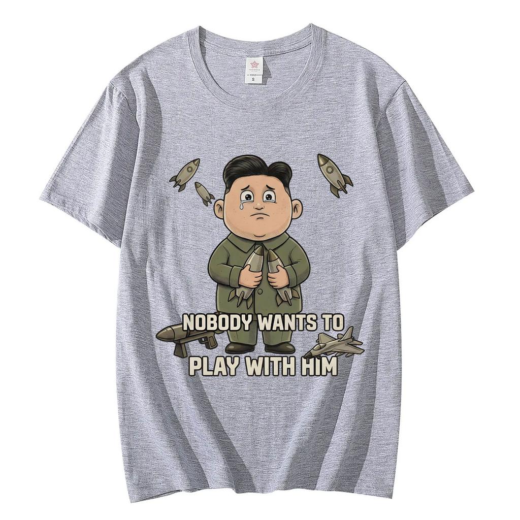 Sad Leader and Missiles Funny Meme T Shirt High Street Fashion Trend Short Sleeve Tshirts Men Women Casual Loose Cotton Tshirt