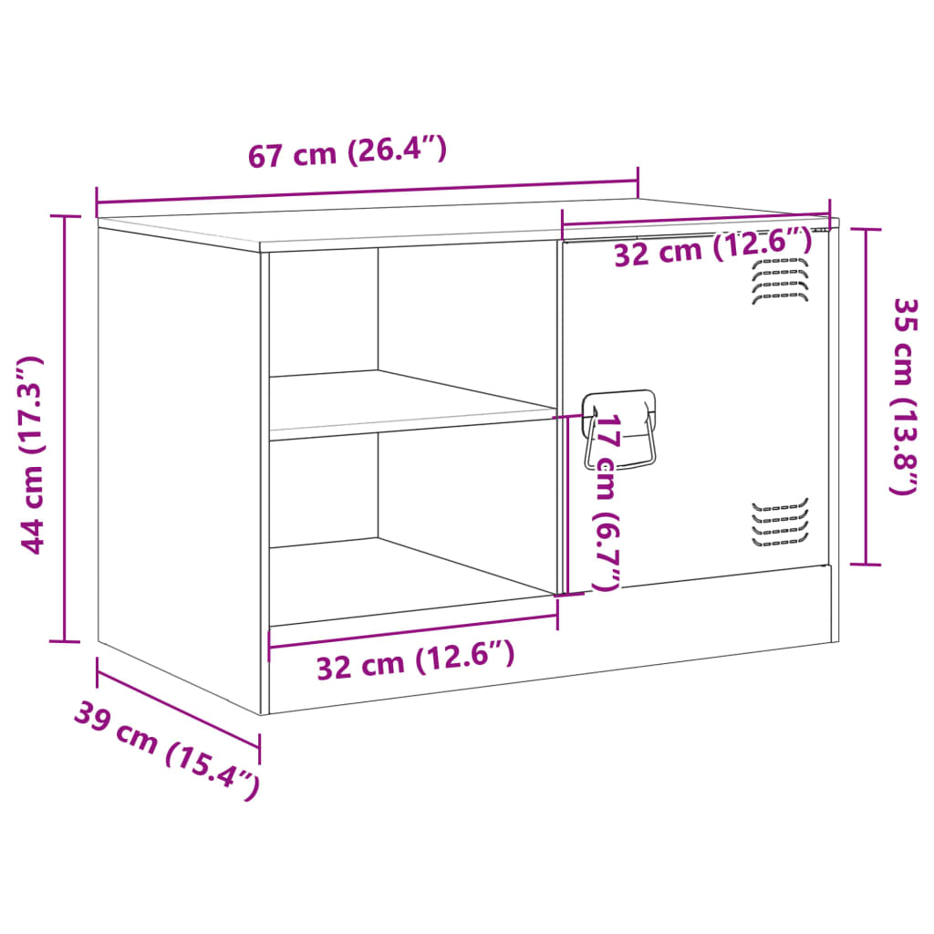 TV Cabinets (2 Pcs) Mustard Yellow 67 X 39 X 44 Cm Steel